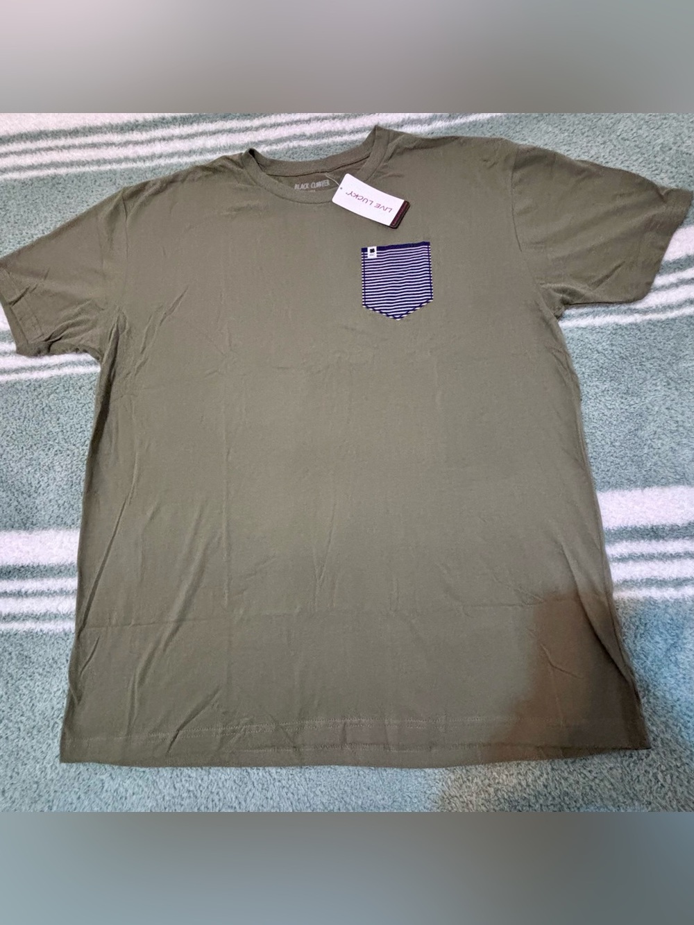 Black Clover 🍀 Live Lucky Olive Green Men’s T‑Shirt XXL